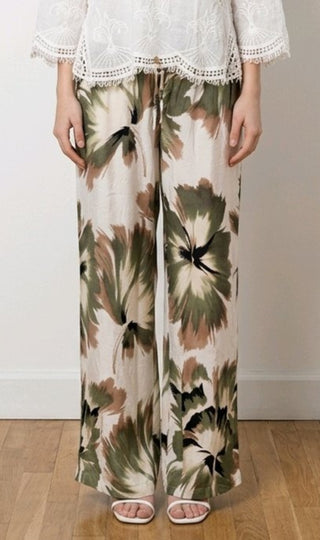 Smukke blomsterbukser Khaki