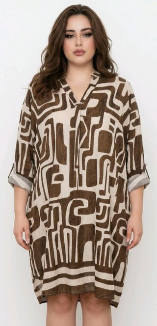 Tunika med print brun