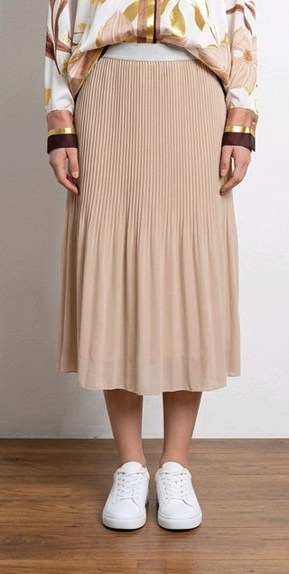 Ensfarvet Plisseret  nederdel, Beige