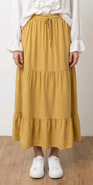 Ensfarvet nederdel, gul