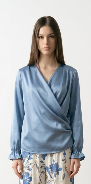 Bluse med slipover, blå