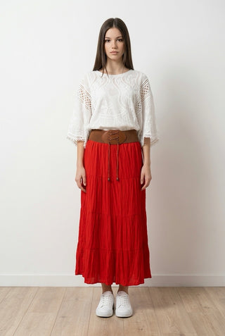 Lang fin nederdel Sort