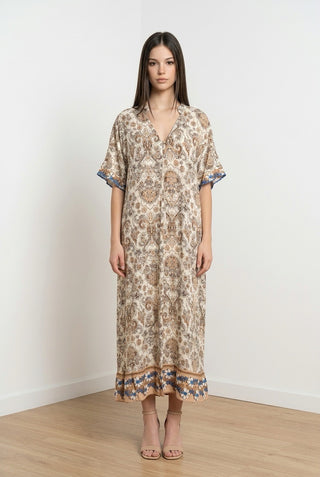 Mønstret kjole Brun