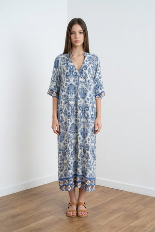 Mønstret kjole Blå