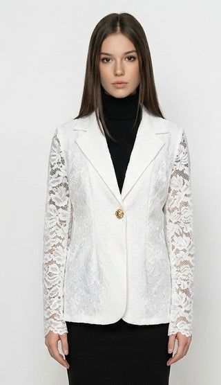 Blazer med blonde. Hvid