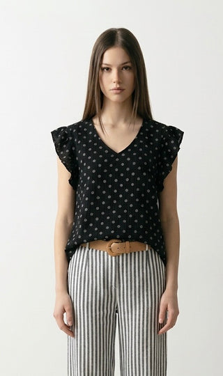 Bluse med dots, Blå