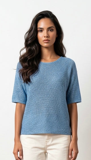 Bluse med blomster bagpå, Hvid