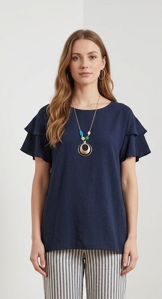 Bluse med smykke, Hvid