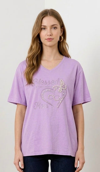 T-shirt Blessed to be called mom, Lilla