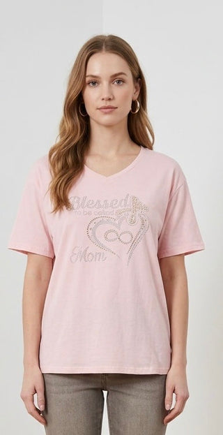 T-shirt Blessed to be called mom, Lilla