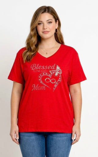 T-shirt Blessed to be called mom, Beige