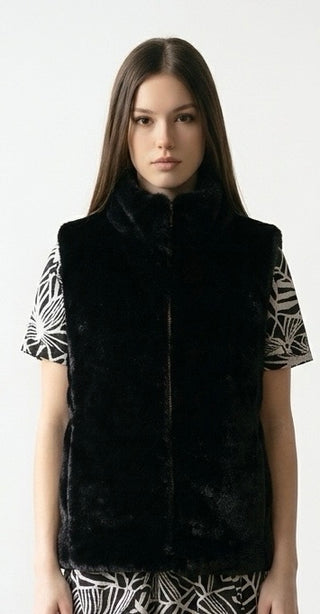 Vendbar vest i leopardprint