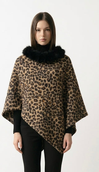Poncho i leopard print