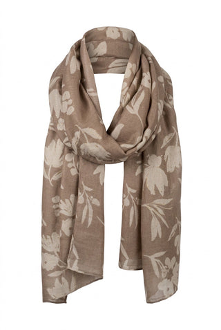Tørklæde med blomster, Taupe