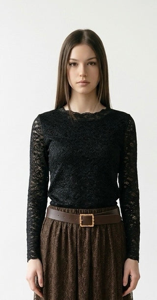 Lace bluse, Brun