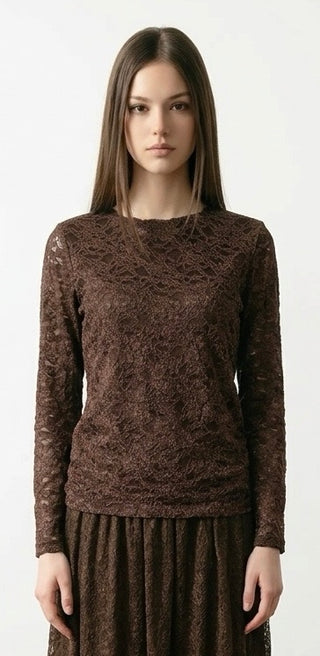 Lace bluse, Brun
