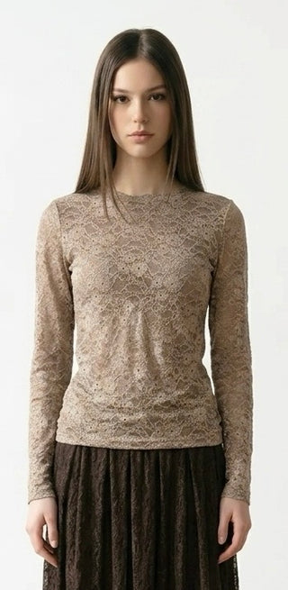 Lace bluse, Brun
