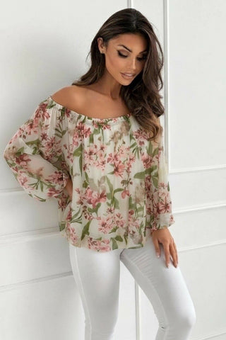 Bluse med blomsterprint