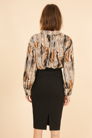 Højtaljet midi nederdel